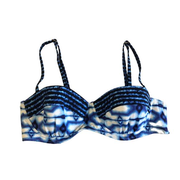 Michael Kors Bikini Small Summer Breeze Tile Navy Blue White Underwire Tie Dye - Picture 1 of 5